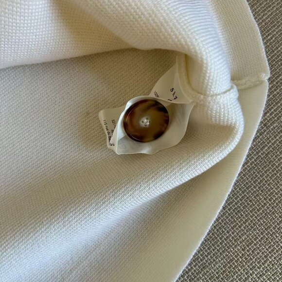 BEST Sezane Betty Cardigan XSmall Ecru Ivory White French Wool Causal Classic - Picture 8 of 9